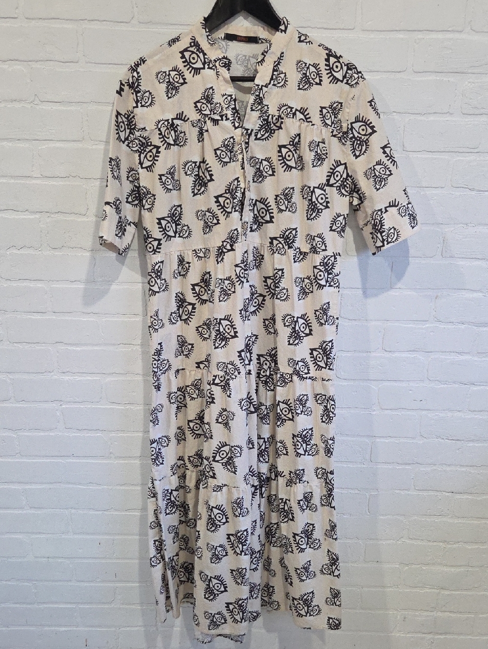 Animale Black & Cream Eye Motif Shirt Dress